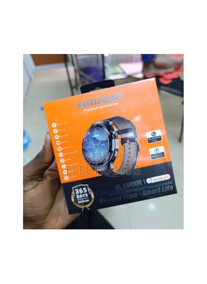 Amaya - Amaya ASW-01 Smart Watch Strap Brown Color Bluetooth Call Multiple Sports Modes Music Control Sports Tracking IP68 Waterproof and Dustproof, Enhanced Water Resistance. Scientific sleep monitoring, good sleep for good life. 24-hour heart rate monitoring - Image 1