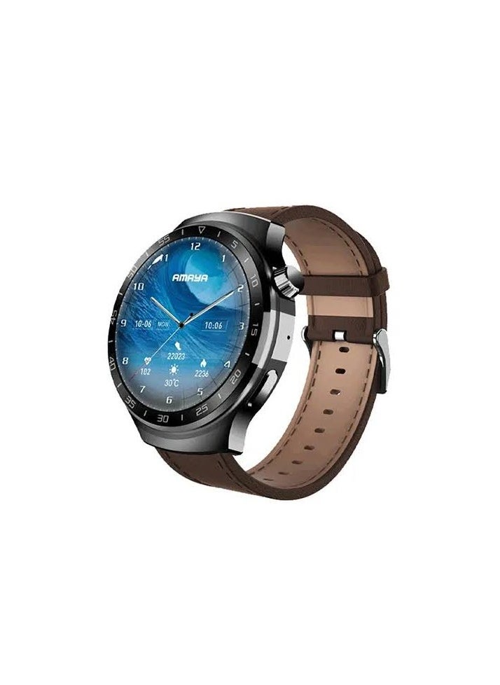 Amaya - Amaya ASW-01 Smart Watch Strap Brown Color Bluetooth Call Multiple Sports Modes Music Control Sports Tracking IP68 Waterproof and Dustproof, Enhanced Water Resistance. Scientific sleep monitoring, good sleep for good life. 24-hour heart rate monitoring - Image 1