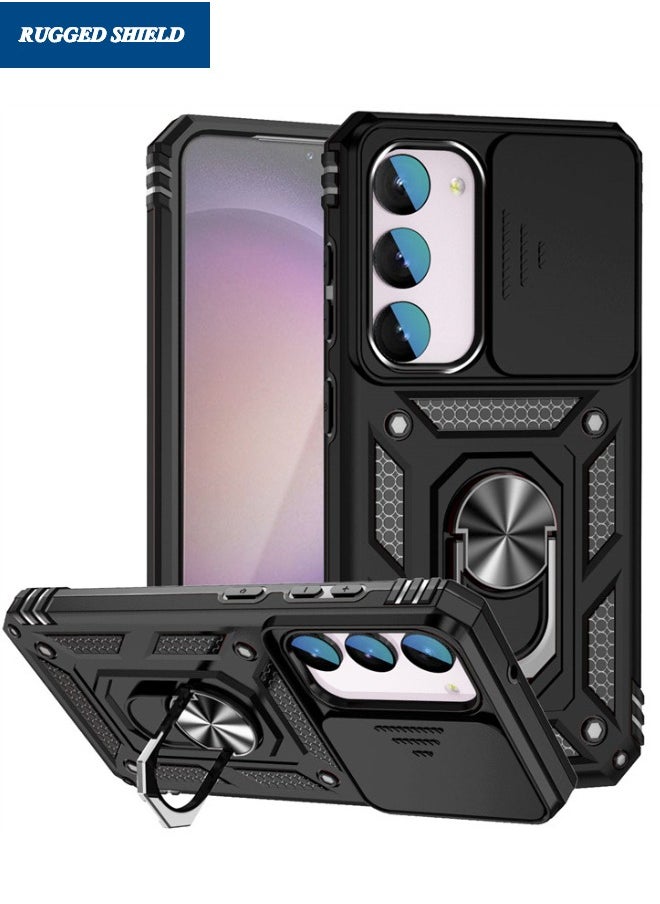 RUGGED SHIELD - Samsung Galaxy A'55 Case, Slide Camera Cover, Built in 360° Rotate Ring Kickstand, Drop Proof Shockproof Protection, Heavy Duty Shockproof Protective Case for Galaxy A'55 5G 6.5 inch, Black - Image 1