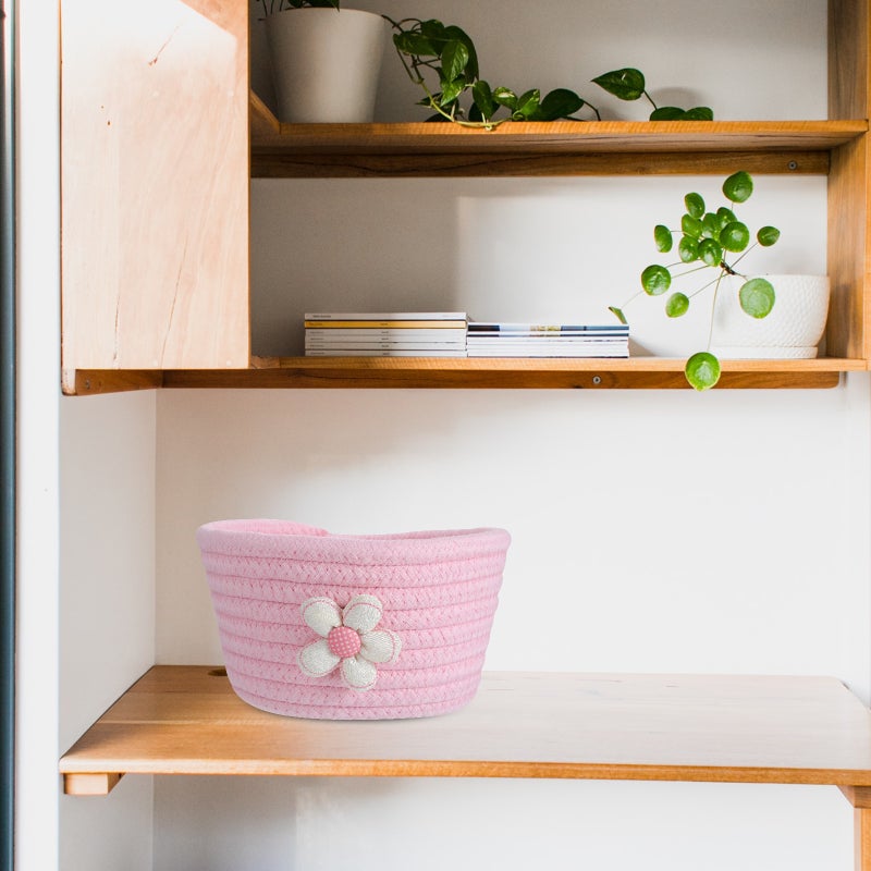 Cotton Woven Basket Desktop Storage Basket Storage Container for Home Office - Image 2