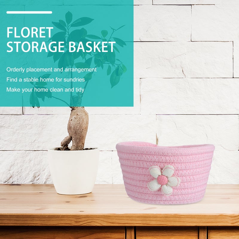 Cotton Woven Basket Desktop Storage Basket Storage Container for Home Office - Image 5