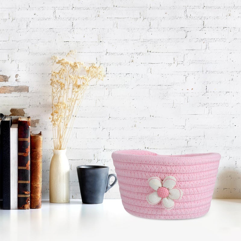 Cotton Woven Basket Desktop Storage Basket Storage Container for Home Office - Image 4