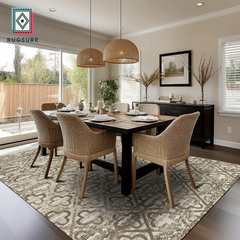 RUGSURE Washable Area Rugs, 3' x 5 ' - 1/6 Thick - Stain & Water Resistant Non-Slip - Perfect Resistant Rug for Living Room, Bedroom, Nursery, Pet & Child Friendly, Vibrant Colors Rugs, Brown - Image 4
