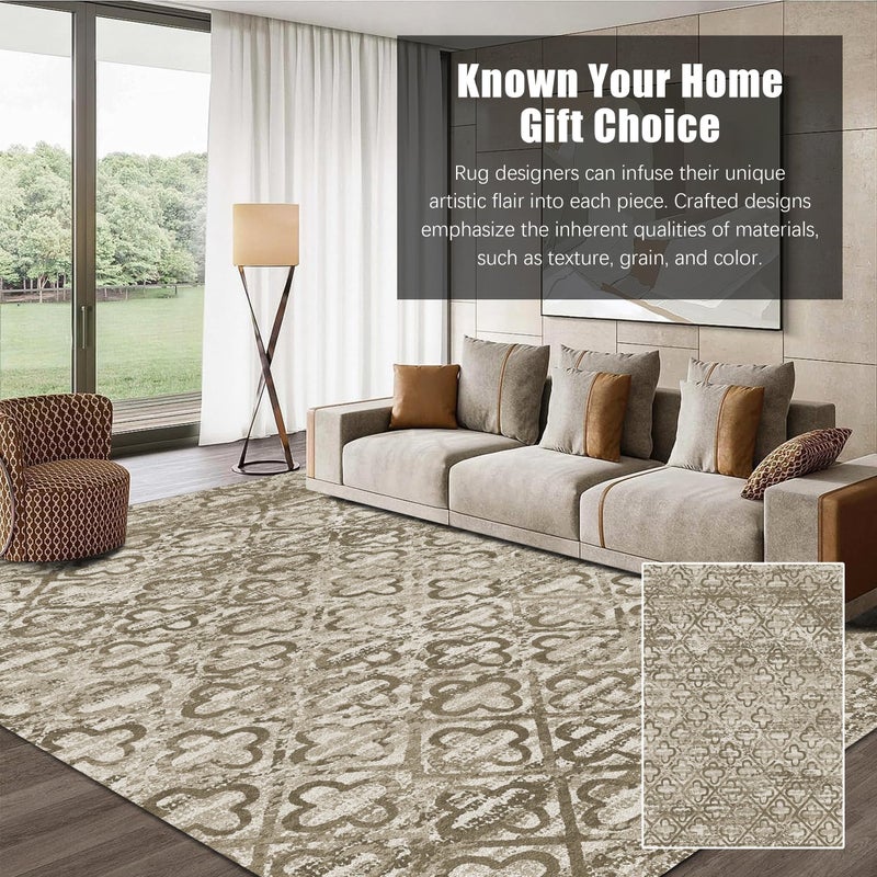 RUGSURE Washable Area Rugs, 3' x 5 ' - 1/6 Thick - Stain & Water Resistant Non-Slip - Perfect Resistant Rug for Living Room, Bedroom, Nursery, Pet & Child Friendly, Vibrant Colors Rugs, Brown - Image 3