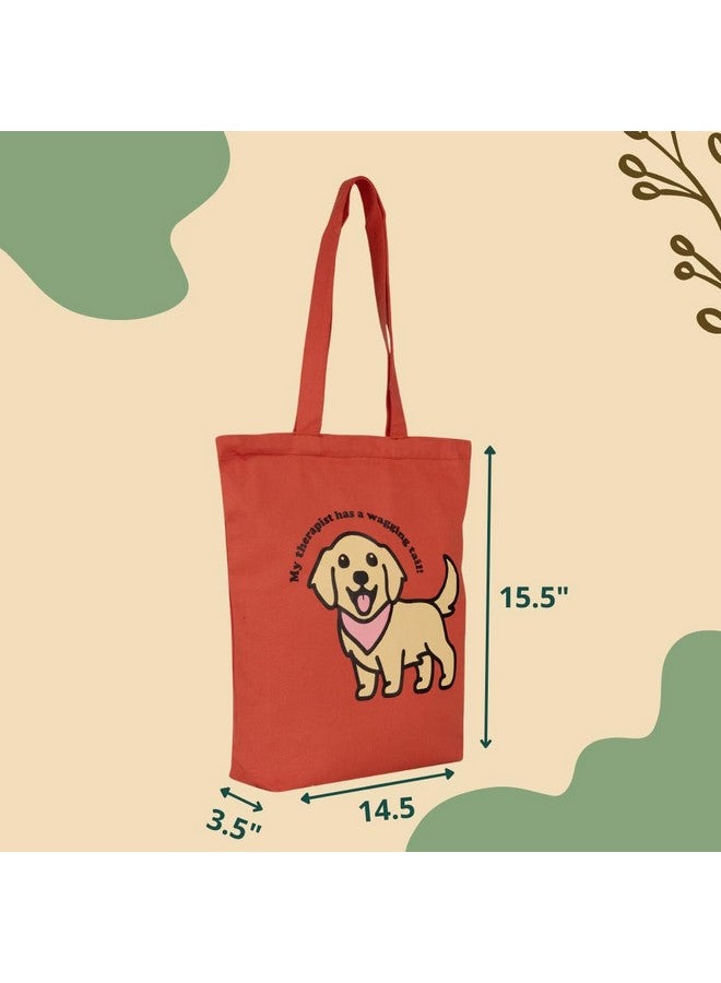 earthsave Canvas Tote Bag for Women | Printed Tote Bag for Girls with Zip | Multi-Purpose Bag | Shopping Bag, Office Bag, College Bag | Cute Tote Bag for Girls (Red - Tuffee) - Image 4