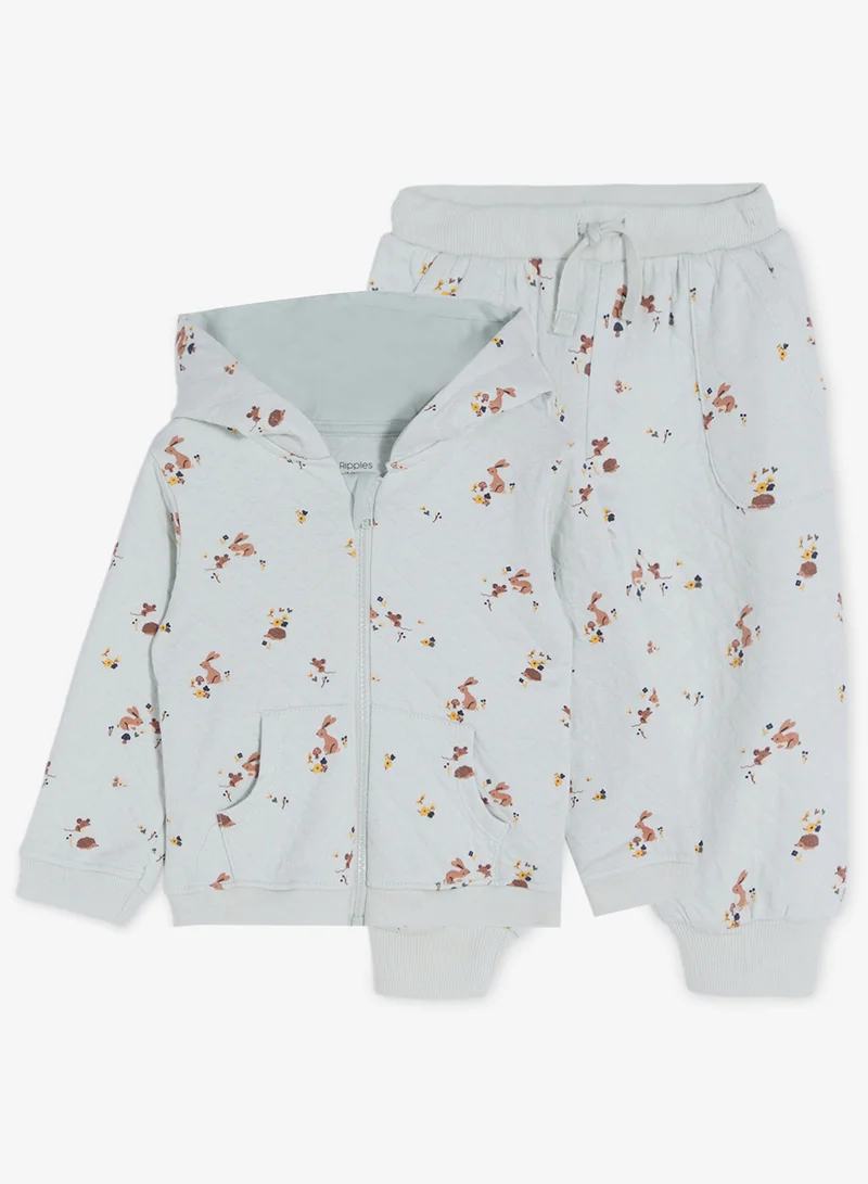 ريبلز مع نمشي طقم بناتي قطعتين بغطاء رأس وسروال رياضي