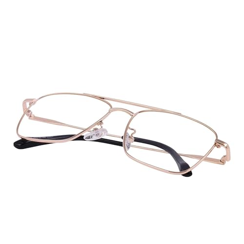 Dervin Blue Light Blocking Blue Cut Zero Power anti-glare Retro Square Eyeglasses, Frame for Eye Protection from UV by Computer/Tablet/Laptop/Mobile (Golden) - Image 3