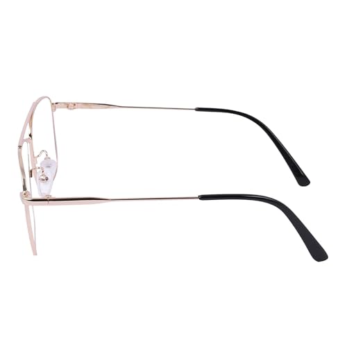 Dervin Blue Light Blocking Blue Cut Zero Power anti-glare Retro Square Eyeglasses, Frame for Eye Protection from UV by Computer/Tablet/Laptop/Mobile (Golden) - Image 4