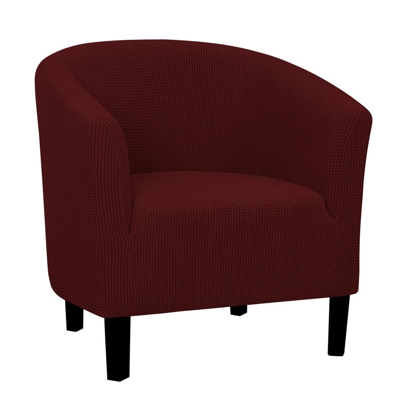 EasyGoing Stretch Club Armchair Slipcover 1 Piece Barrel Tub Sofa Cover Furniture Protector Jacquard Couch Cover Wine
