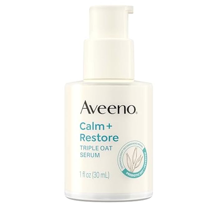 Aveeno Calm + Restore Triple Oat Hydrating Face Serum for Sensitive Skin, Gentle Lightweight Facial Serum Instantly Smooths Skin, Non-Comedogenic, Hypoallergenic & Fragrance-Free, 1 fl. oz - Image 1