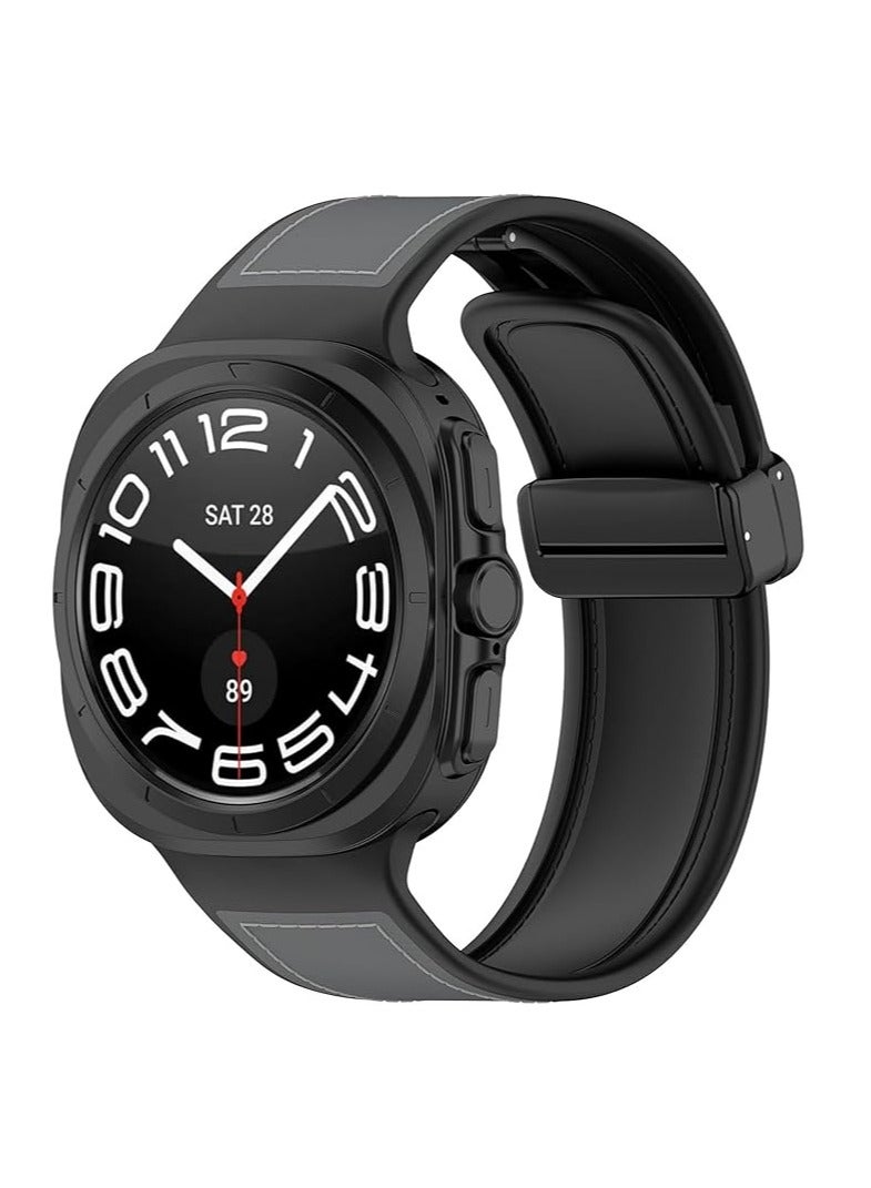 Magnetic Watch Band Compatible for Samsung Galaxy Watch Ultra 47mm (2024) Genuine Leather with Magnetic Buckle Design Adjustable Wristbands Accessories Replacement Straps for Men and Women - Image 1