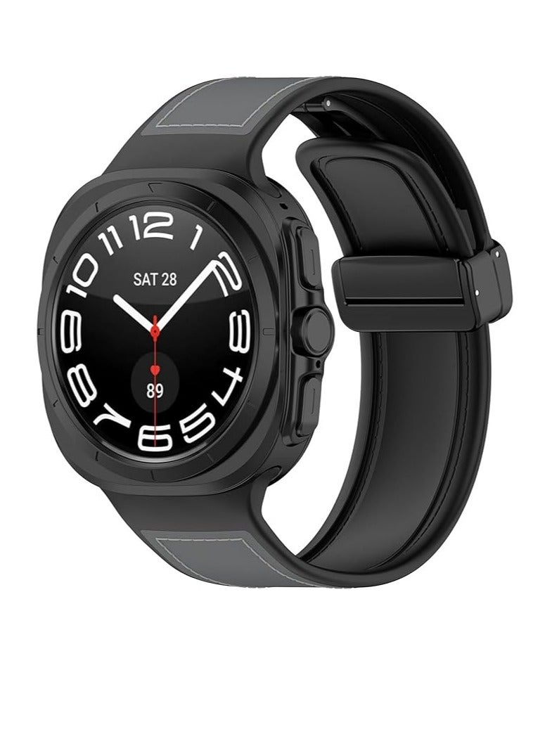 Magnetic Watch Band Compatible for Samsung Galaxy Watch Ultra 47mm (2024) Genuine Leather with Magnetic Buckle Design Adjustable Wristbands Accessories Replacement Straps for Men and Women - Image 4