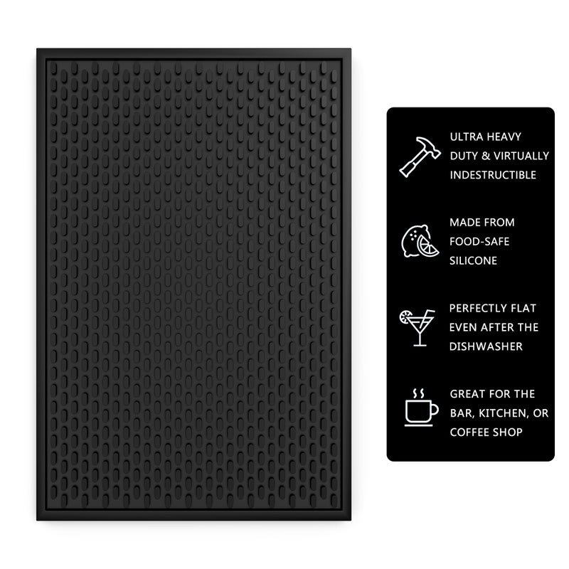 AXIESO 2 Pack Silicone Bar Mat - 1/2 Inch Thick Heat-Resistant and Food Safe Drip Mat - Spill Mats for Counter Top - Kitchen Service Mat, Coffee Bar, Restaurant - Drying Mat - 18 x 12 Inches - Image 2