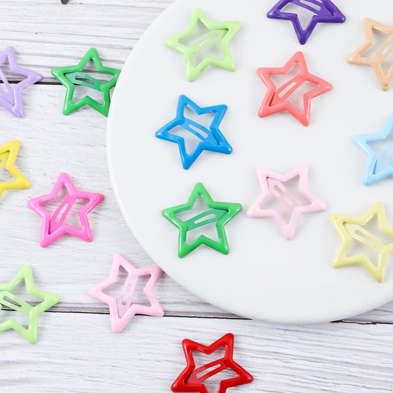 Secmity 55pcs 1.22" Star Hair Clips Cute Hair Clips for Girls Colorful Metal Snap Hair Barrettes for Women Star Hair Accessories for Daily Party - Image 4