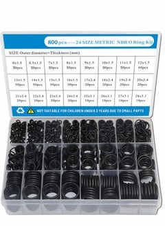 Rubber O Ring Set, 24 Size 800 PCS Black Small Rings Assortment Kits, Assorted Metric Sealing Washer for Automotive Faucet Pressure Plumbing Repair, Air or Gas Connections and Heat
