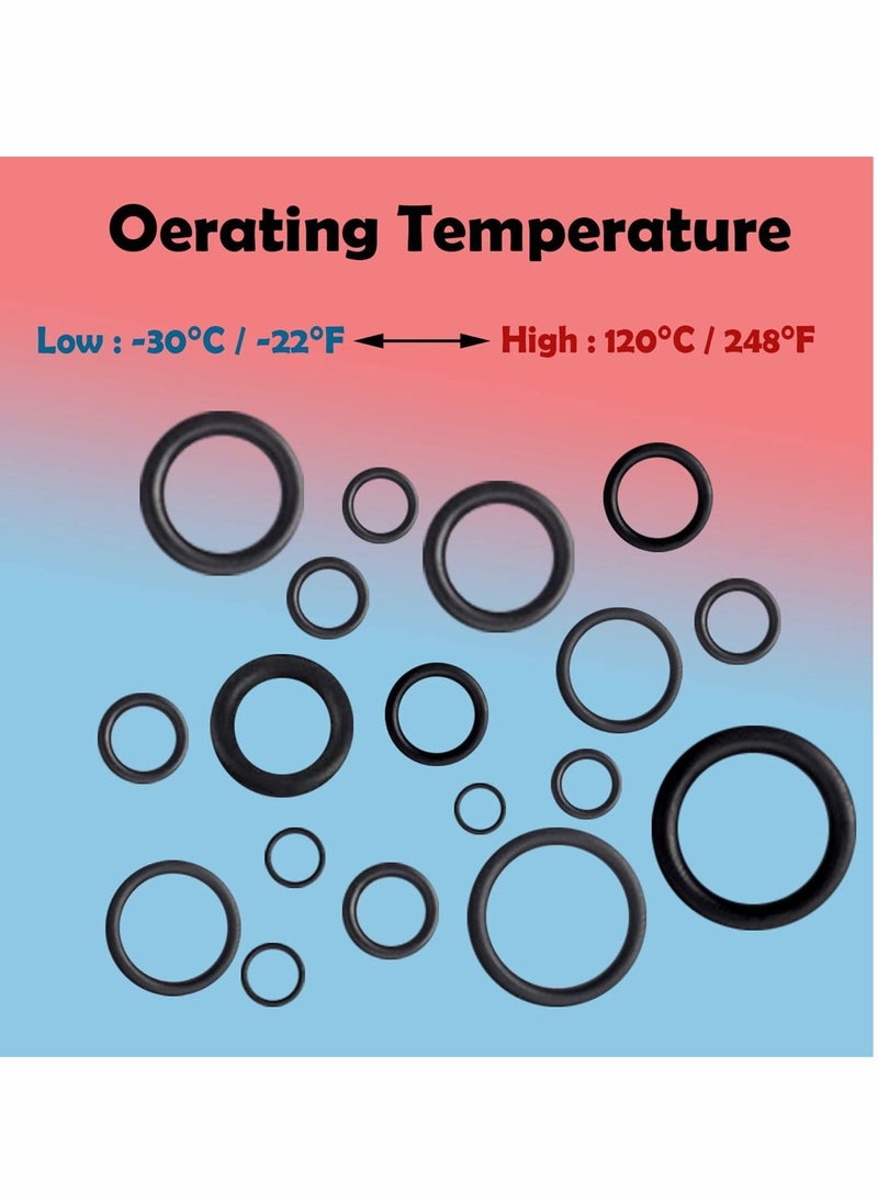 Generic - Rubber O Ring Set, 24 Size 800 PCS Black Small Rings Assortment Kits, Assorted Metric Sealing Washer for Automotive Faucet Pressure Plumbing Repair, Air or Gas Connections and Heat - Image 1
