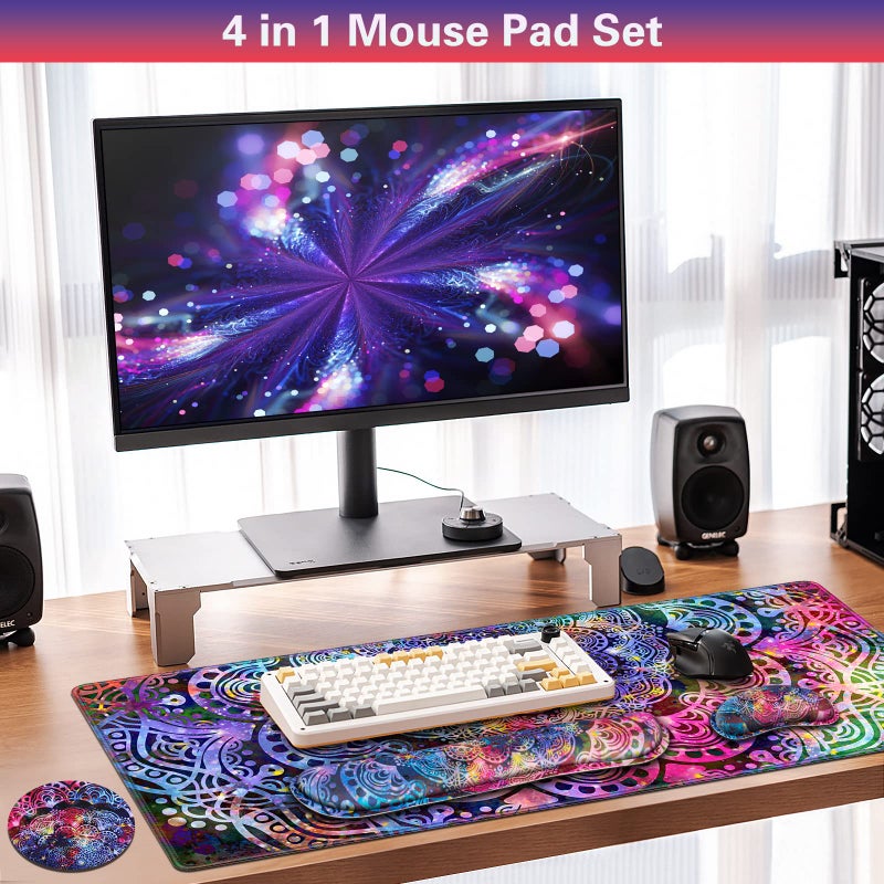 Canjoy Gaming Mouse Pad Set, 4-in-1 XXL Large Mouse Pad + Keyboard Wrist Rest Support+ Coaster, (35.4Ã—15.7 in) Extended Desk Pad Memory Foam Non-Slip Desk Mat for Home Office - Image 2