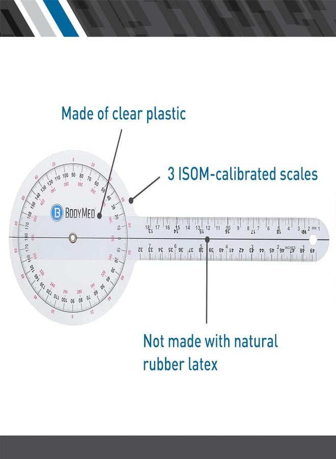 بودي ميد جهاز قياس الزوايا الطبية للعمود الفقري من BodyMed مقاس 6 بوصات - مقاييس معايرة ISOM بزاوية 360 درجة - إعادة تأهيل وتعافي العلاج الطبيعي، منقلة زاوية تقويمية أساسية لقياس مدى الحركة - Image 5
