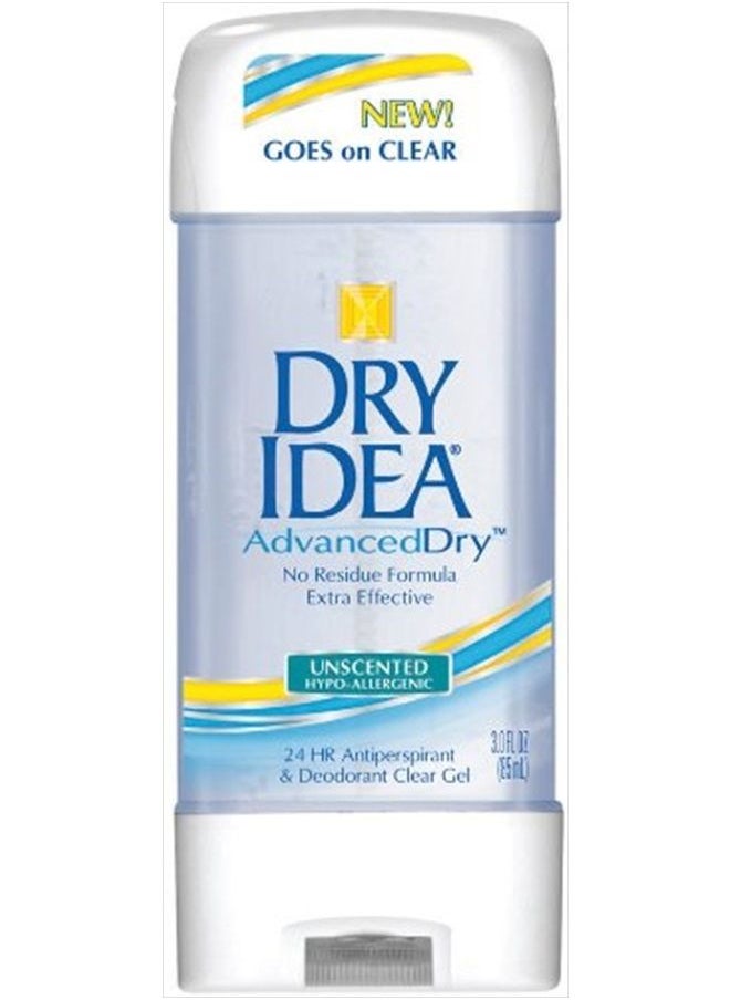 Dry Idea Roll On Anti-Perspirant & Deodorant, Advanced Dry, Unscented Hypo-Allergenic, 3-Ounce Tubes (Pack of 4) 