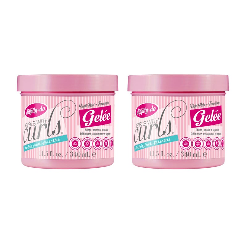 dippity-do Dippity Do Girls with Curls Light Hold Gelee, Shape, Smooth & Separate Curls, Formulated with Aloe, Vitamin E & Wheat Protein, Frizz-Free, Never Crunchy, Curly Hair Gel For Women, 2 Pack - Image 1