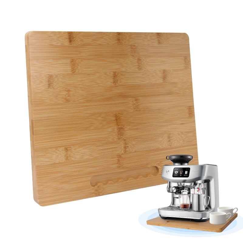 WANYISHUN Bamboo Sliding Appliance Tray,Coffee Maker Slider Tray with Rubber Wheels, Countertop Pull Out Organizer for Coffee Machines,Air Fryers and Other (Natural, Medium-Wide(13â€W x 10.5â€L)) - Image 1