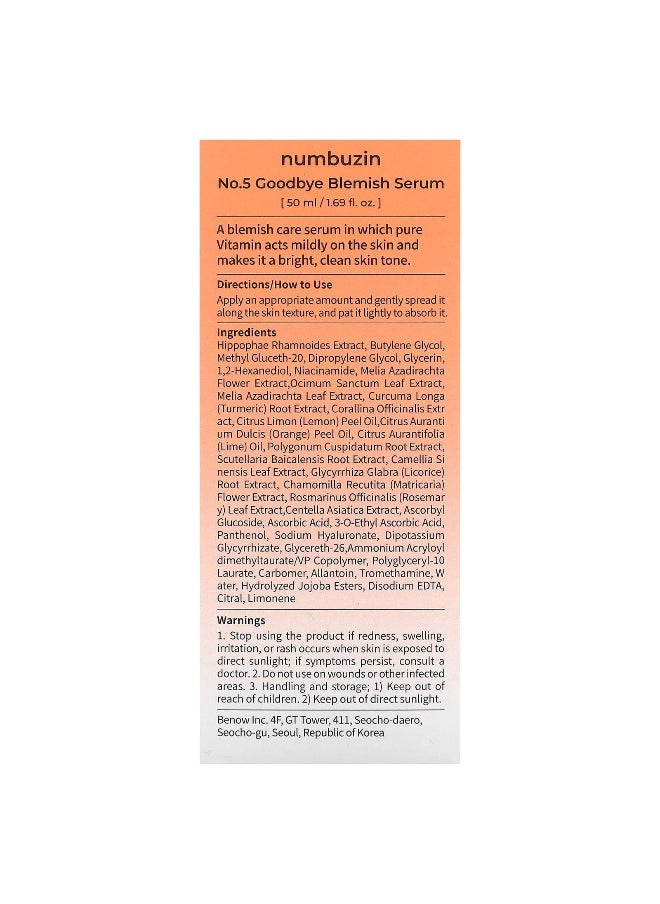 numbuzin Numbuzin, No.5 Goodbye Blemish Serum, 1.69 fl oz (50 ml)  - Image 3