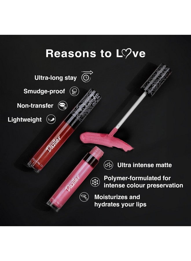 Dazller All Day Lipcolour|Moisturizing Kokum Butter Matte Finish|Non-Transfer & Smudge-proof|8hr stay|Liquid Lipstick for Women|DLC036 Amapola|6g - Image 3