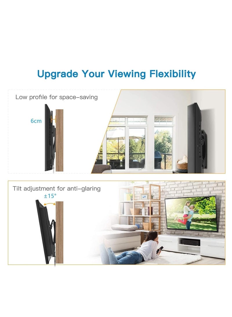 26" - 75" Fixed TV Wall Mount Bracket, Universal Tilt TV Wall Mount Adjustable TV Stand for LED LCD OLED Plasma TV with Super Strong 50kg Weight Capacity VESA up to 700 x 400. BLACK - Image 5