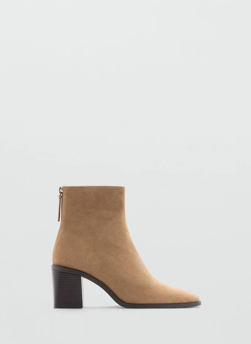 مانجو Heel Leather Ankle Boot