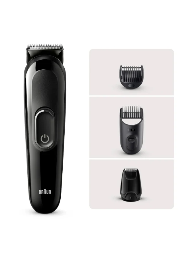 براون 4-In1 Kit For Beard And Hair With 50-Min Runtime, Ultra-Sharp Blade, Washable Heads And Combs, Black – Sk 3400