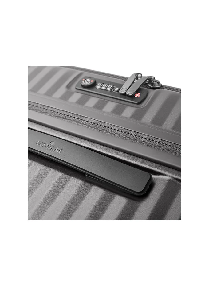 Echolac Celestra FA+ Echolac Celestra 55cm Black Cabin Trolley With 8 Wheels, PC Hard Shell, Expandable, TSA Lock, Front Access, Shock Absorb Wheels, Lightweight, 5-Year Warranty  | Best Price UAE