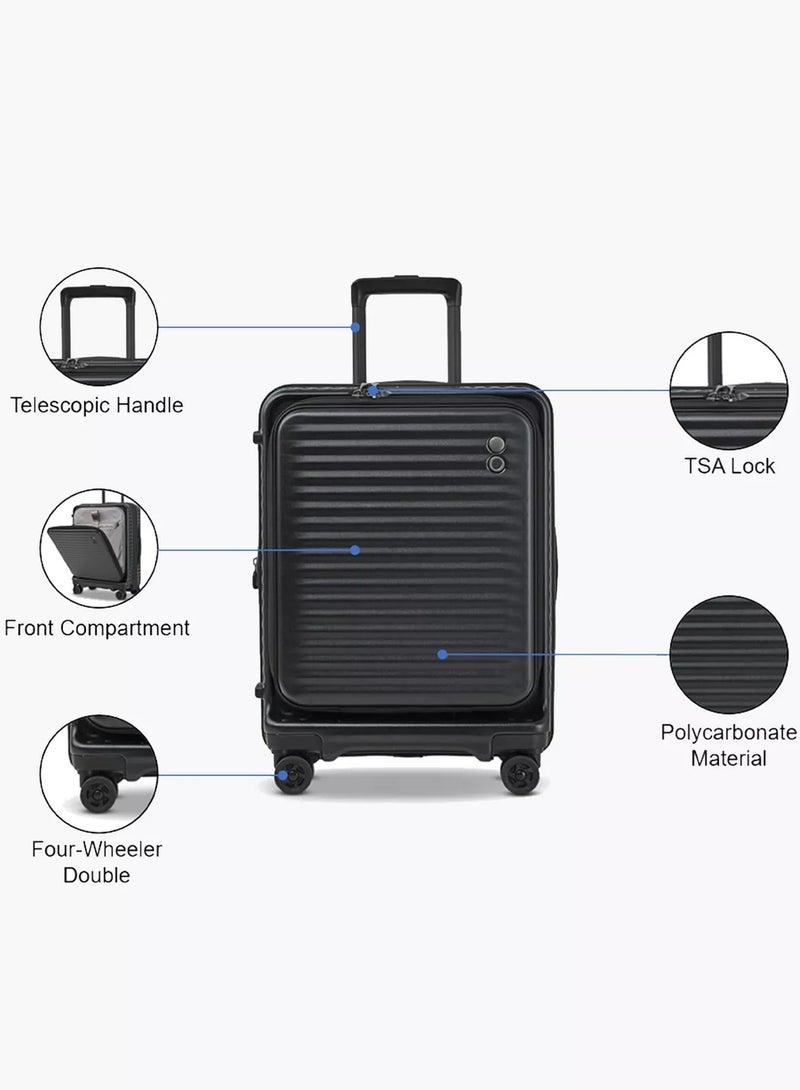 Echolac Celestra FA+ 54 Cm Hard Sided 4-Wheeler Spinner Cabin Luggage Trolley - Black - Image 3