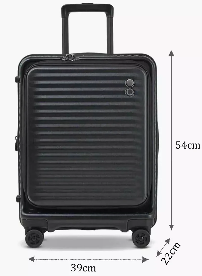 Echolac Celestra FA+ 54 Cm Hard Sided 4-Wheeler Spinner Cabin Luggage Trolley - Black