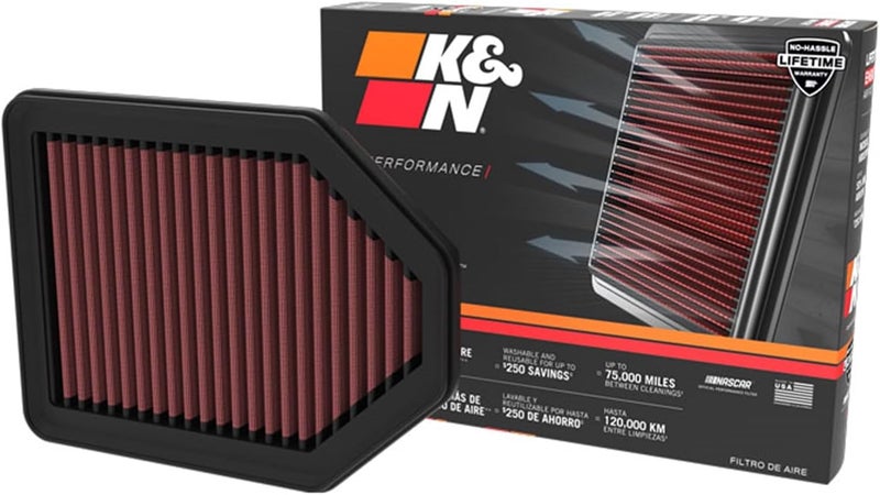K&N فلتر هواء محرك عالي الأداء من K&N لسيارة GENESIS G80 2021-2022، فلتر قابل للغسل والاستبدال - Image 1