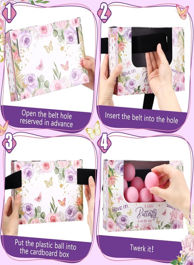 Lunmon 4 Sets Purple Butterfly Baby Shower Swing Shaking Balls Activity Set for Adult Novelty Includes 40 Balls, Ribbon & Cardboard Boxes Bridal Shower for Outdoors Indoors - Image 4