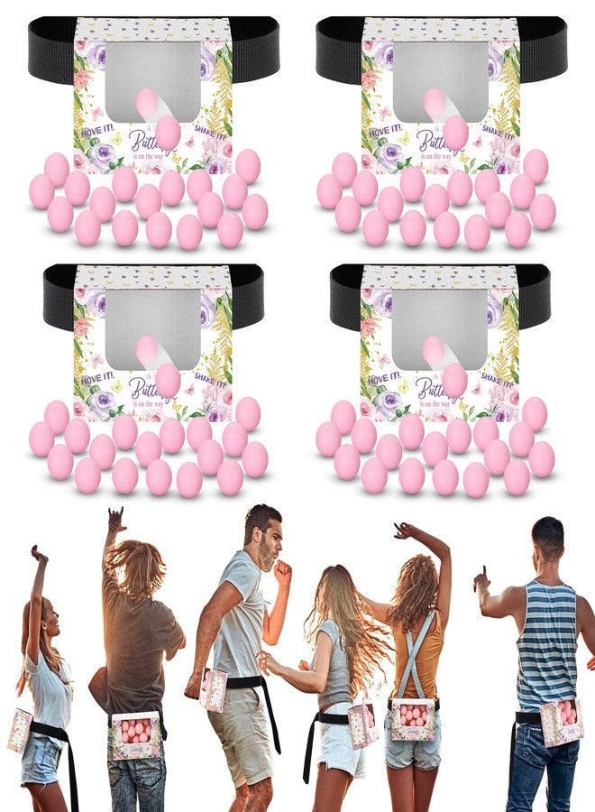 Lunmon 4 Sets Purple Butterfly Baby Shower Swing Shaking Balls Activity Set for Adult Novelty Includes 40 Balls, Ribbon & Cardboard Boxes Bridal Shower for Outdoors Indoors - Image 1