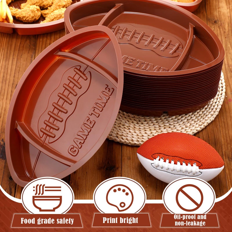 Wiwiqing 12 Pcs Football Serving Trays, Large 13.4 x 8.5 Inch Plastic Football Snack Thick Trays, Includes 2 Dip Sections, Tailgate Party Serveware Decorations - Image 4