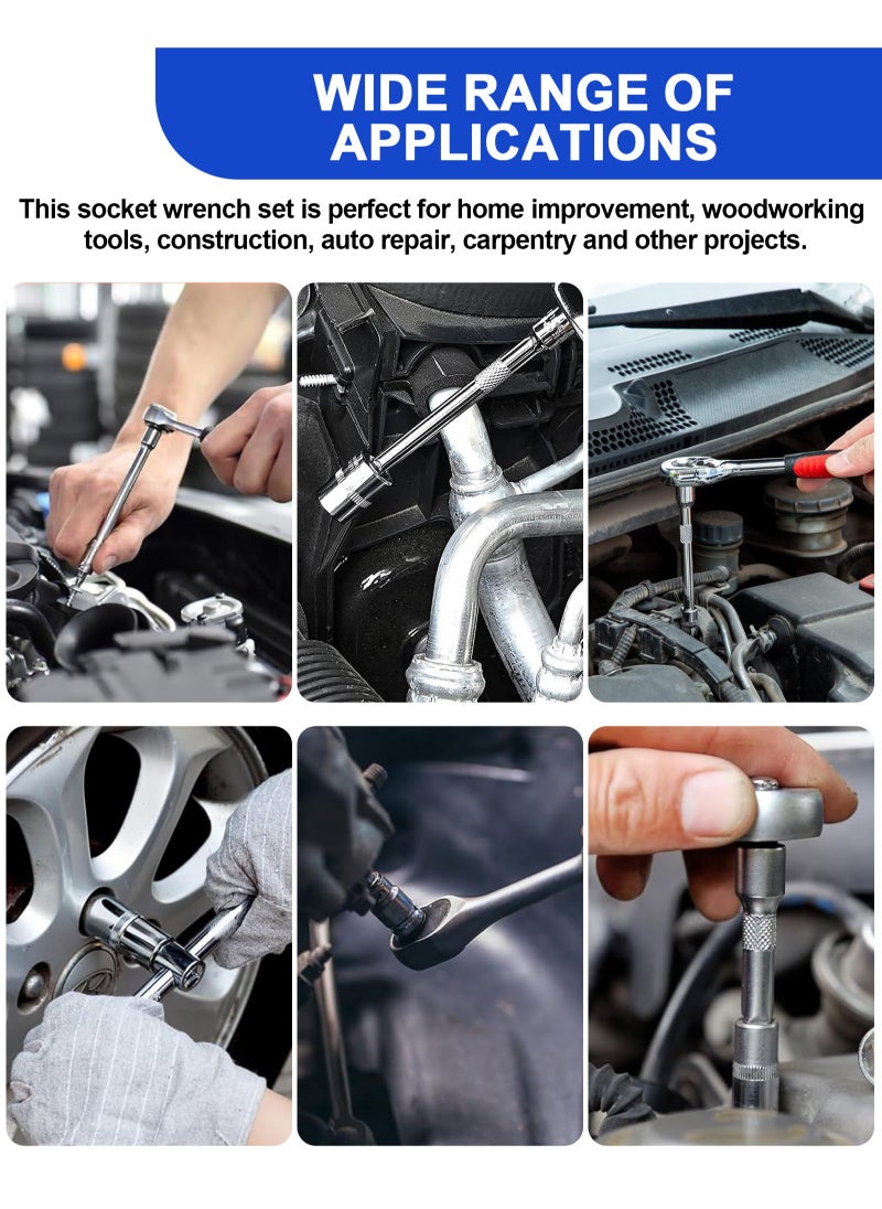 HomarKet - 82 PCS Mechanic Socket Tool Kit Set, Professional Car Repair Tool Wrench Set Batch Head Ratchet Pawl Socket Spanner Screwdriver - Image 1