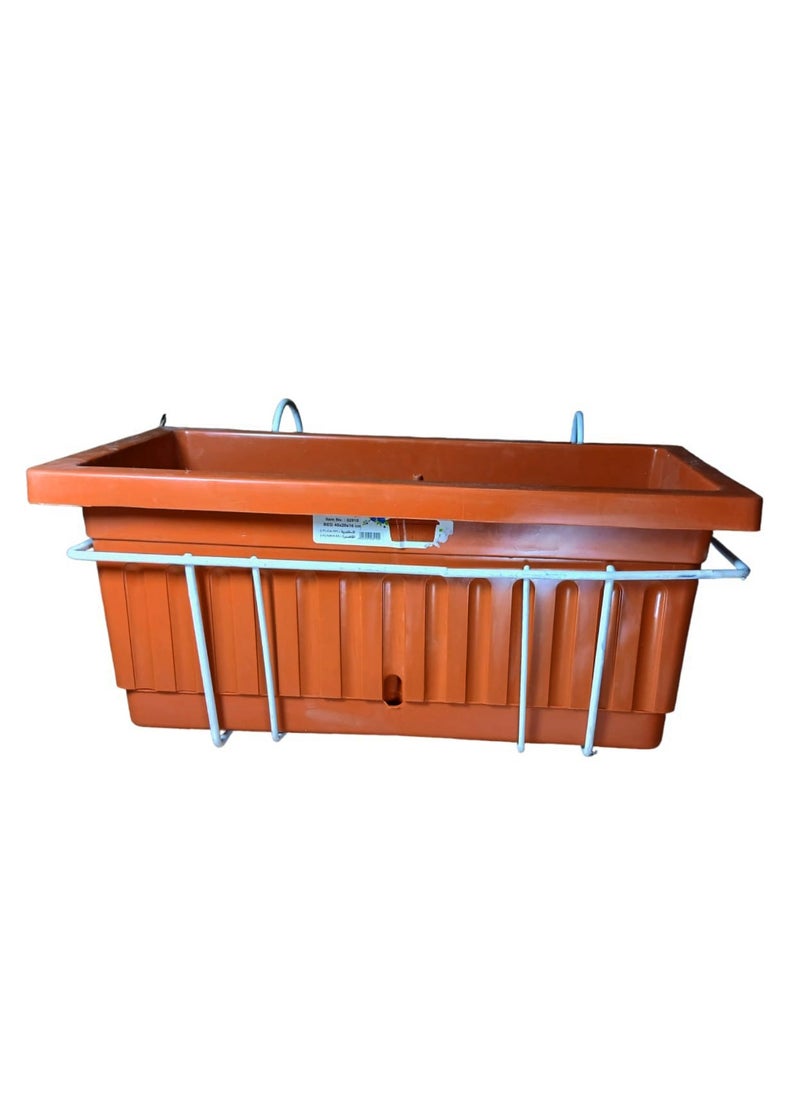 Generic Khorshid Plastic Rectangular Planter - 40 x 20 - Brick Color - With White Metal Bracket For Hanging On Balcony  - Image 1