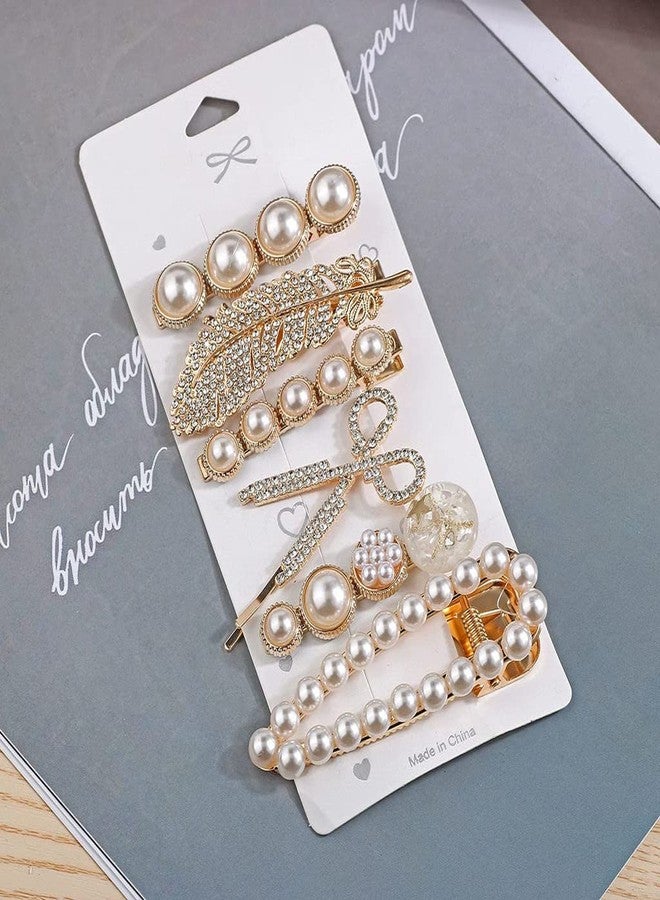 Lezoir 6 Piece Korean Style Pearl Barrettes Women's Set Hairpin Korean Style Hair Clip Hair Pin - Image 1