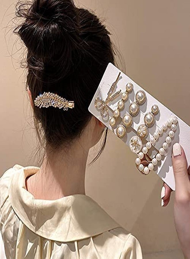Lezoir 6 Piece Korean Style Pearl Barrettes Women's Set Hairpin Korean Style Hair Clip Hair Pin - Image 4