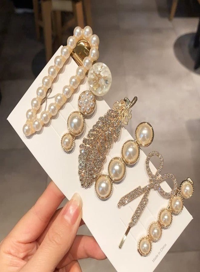 Lezoir 6 Piece Korean Style Pearl Barrettes Women's Set Hairpin Korean Style Hair Clip Hair Pin - Image 3