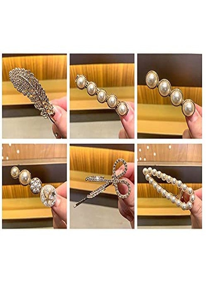 Lezoir 6 Piece Korean Style Pearl Barrettes Women's Set Hairpin Korean Style Hair Clip Hair Pin - Image 5