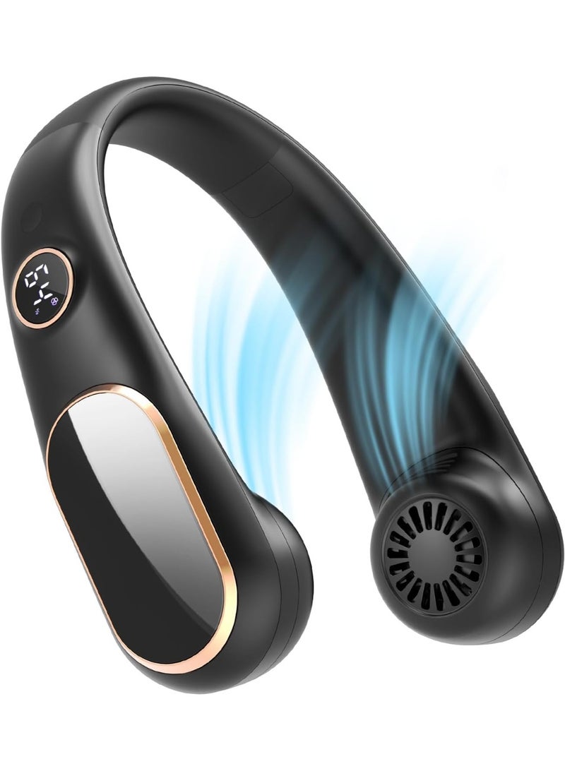 Y&D (Black) Bladeless Wearable Personal Fan, Bendable Hands-Free Portable Neck Fan with 360°Cooling Airflow, USB-C Rechargeable Quiet Neck Fan with 4 Wind Speeds for Sports Outdoor Indoor - Image 1