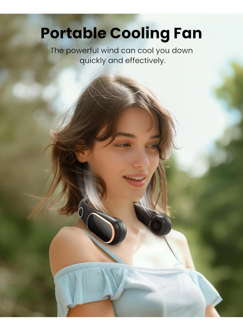 Y&D (Black) Bladeless Wearable Personal Fan, Bendable Hands-Free Portable Neck Fan with 360°Cooling Airflow, USB-C Rechargeable Quiet Neck Fan with 4 Wind Speeds for Sports Outdoor Indoor - Image 3