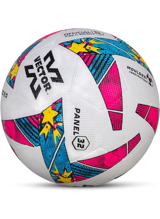 Vector X Stroke 2.0 Machine Stitched Football 32 Panel Durable Soccer Practice Match Ball Size 5 | White Pink - Image 5