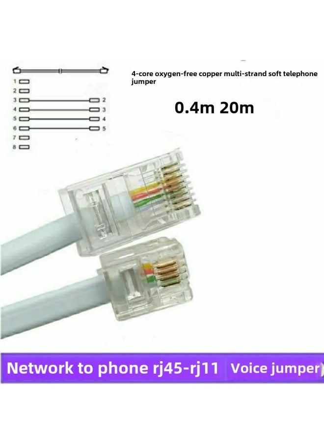 Generic Telephone Line RJ45 To RJ11 Jumper 8P4C To 6P4C Crystal Network Head To Telephone Head Four-core Wire-Color:White-Line Length:2M  - Image 4