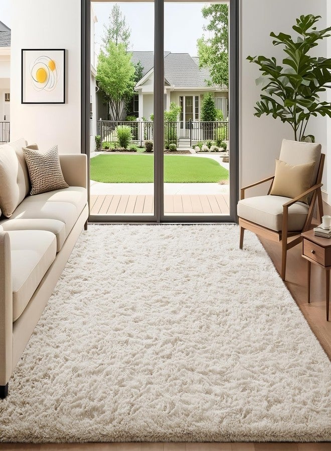 Ophanie 5x7 Area Rugs for Living Room Ivory, Fluffy Shag Large Fuzzy Plush Soft Rug, Shaggy Floor Big Carpets for Bedroom Nursery, Kids Home Decor Aesthetic - Image 1