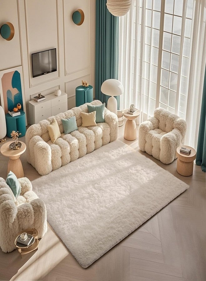 Ophanie 5x7 Area Rugs for Living Room Ivory, Fluffy Shag Large Fuzzy Plush Soft Rug, Shaggy Floor Big Carpets for Bedroom Nursery, Kids Home Decor Aesthetic - Image 5