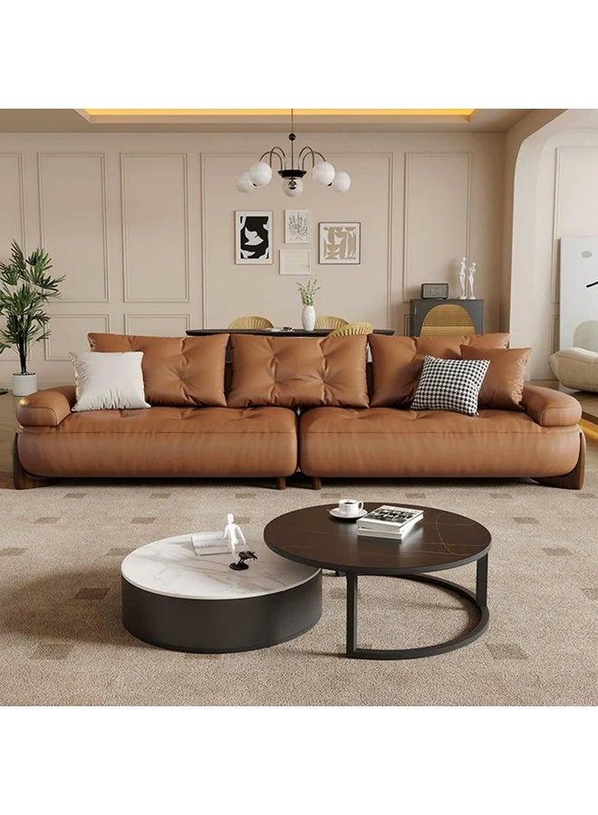 Comfynest Comfynest 39'' Modern Interface Faux Leather Pine Wood Brown Sofa No Assembly Required  - Image 2